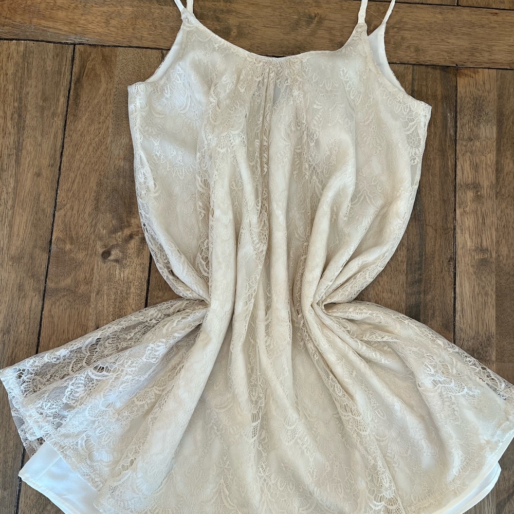 Boho Ivory Lace Mini Dress size Medium - Picture 8 of 12